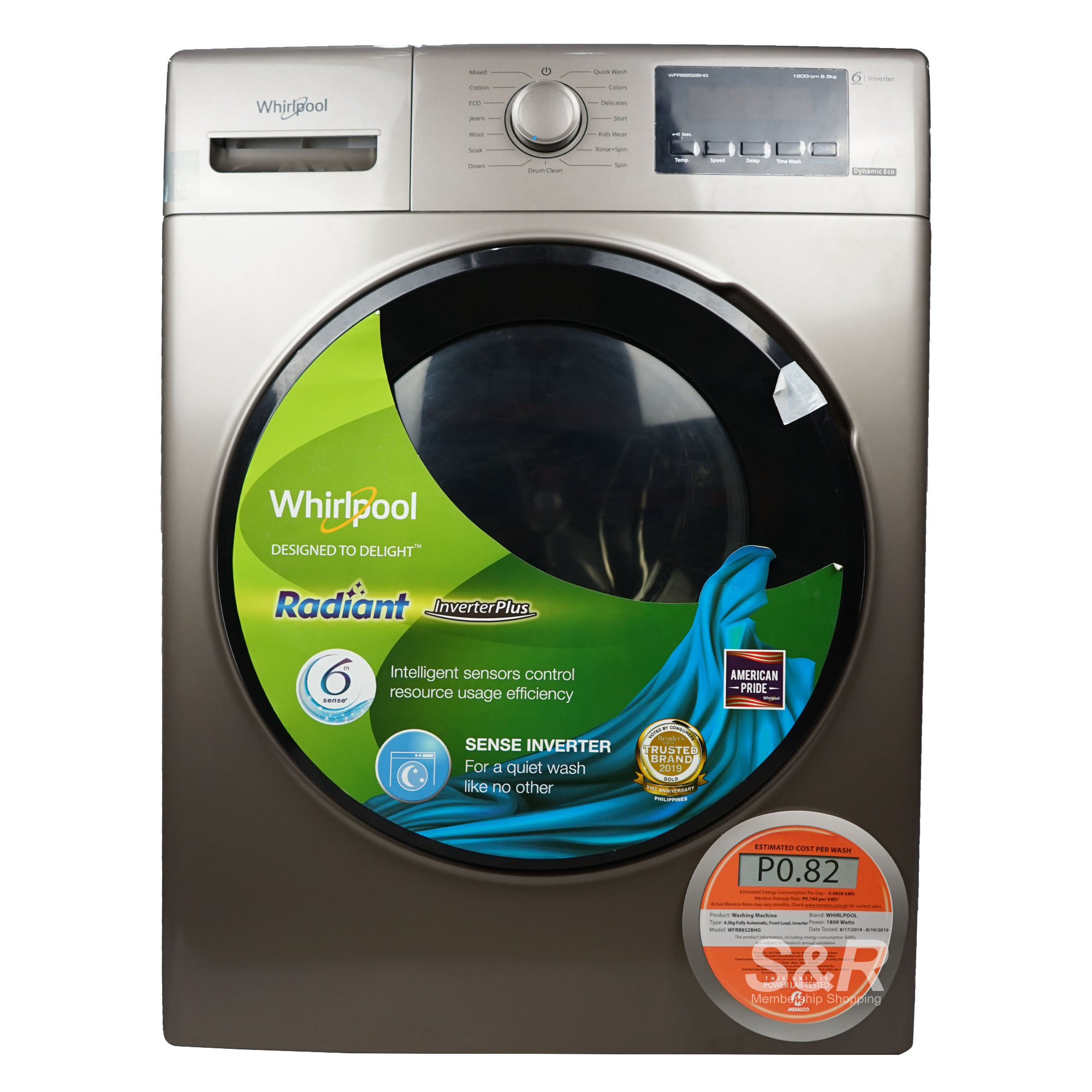 Whirlpool 8.5kg Front Load Washer WFRB852BHG